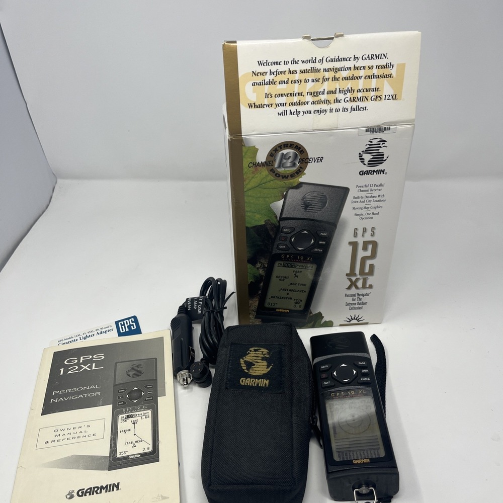 Garmin GPS 12 XL Handheld Personal Navigator w/ Box Original Instructions tested